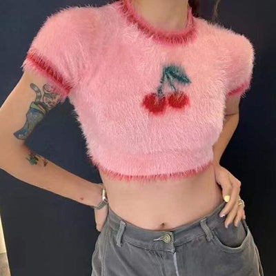 Crop Top Sweat Cerise Rose IL IRRIS Simply Kpop Contour Mode Femme Coree