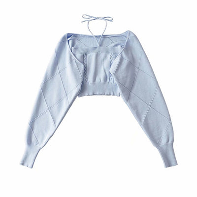 Ensemble Rose Crop Top et Boléro Cute NingNing Aespa Mode Coréenne Kpop