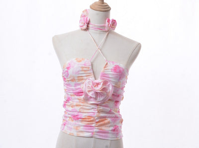 Corset Coloré Avec Fleurs et Collier Miyeon Drive MV Solo Mode Kpop