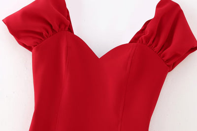 Robe Rouge Bustier Col V Elegante Joy Red Velvet Mode Femme Kpop Visuel