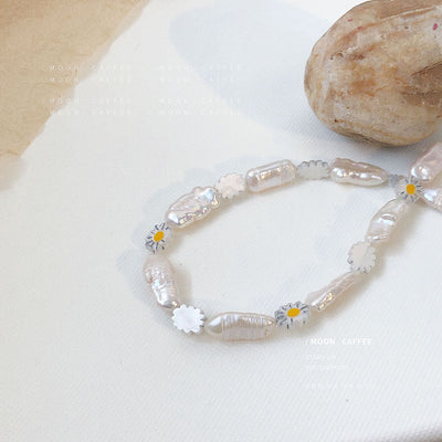 Collier Fleur Marguerite Chaîne Bijoux NingNing Aespa Kpop Mode Femme