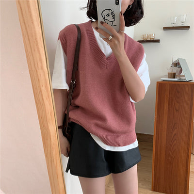 Gilet Maille Col en V Sans Manches Jennie Kim Mode Game Caterers YG Family