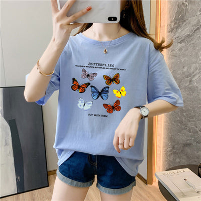 T Shirt Papillon été Butterflies Fly With Them Shuhua G Idle