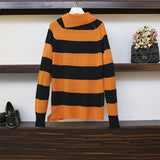 Cardigan Tricot Rayures Orange Noir Lia Itzy Mode K Pop