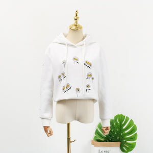 Hoodie Blanc Sweatshirt ample imprimé Marguerites Fleur Jennie BlackPink