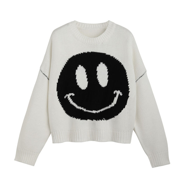 Seungmin Stray Kids Pullover Smiley Visage Sweatshirt Blanc Noir Sweat