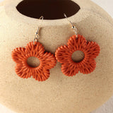 Boucles Oreilles Fleur Pétales Orange Mode Femme Xiaoting Kep1er Bijoux