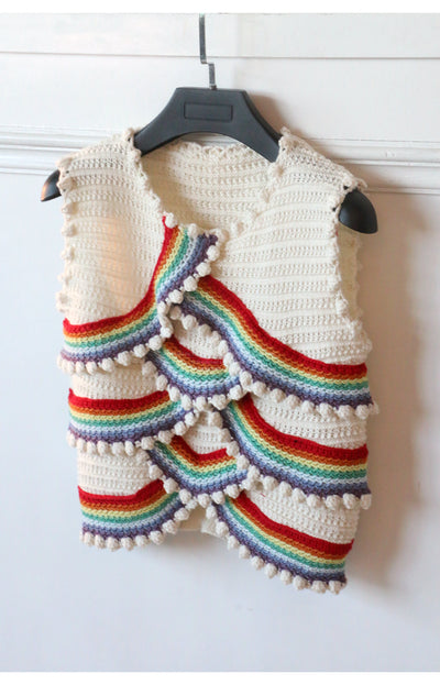 Pull Tricot Rayures Arc En Ciel et Sans Manches Mode Kpop Yujin IVE