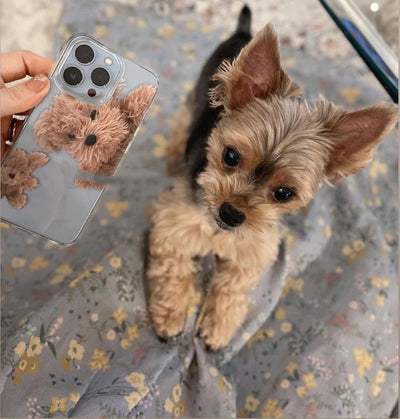 Coque Telephone iPhone Transparente Caniche Chien Peluche Rei Ive Kpop
