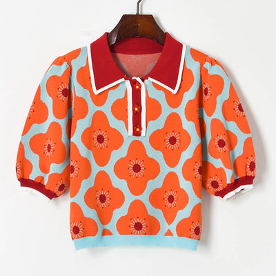 Pull Orange Tricot Fleurs Clay Bangkok Instagram Minnie (G)-I-dle