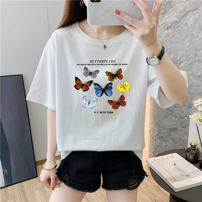 T Shirt Papillon été Butterflies Fly With Them Shuhua G Idle