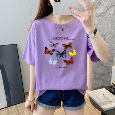 T Shirt Papillon été Butterflies Fly With Them Shuhua G Idle