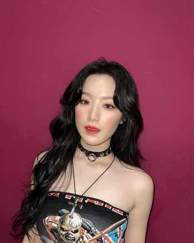 Collier en Cuir Coeur Métal Tomboy Shuhua G I Dle Mode Accessoire Rock