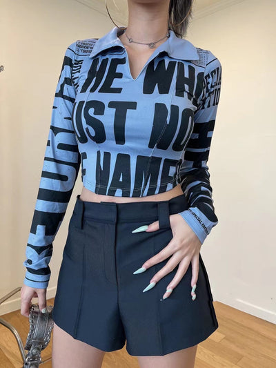 Chemise Crop Top Lettre Majuscule Sakura LE SSERAFIM Mode Femme Kpop