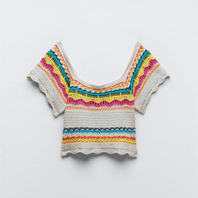 Pull Tricot Avec Creux A rayures Multicolore Minju Izone Mode Kpop