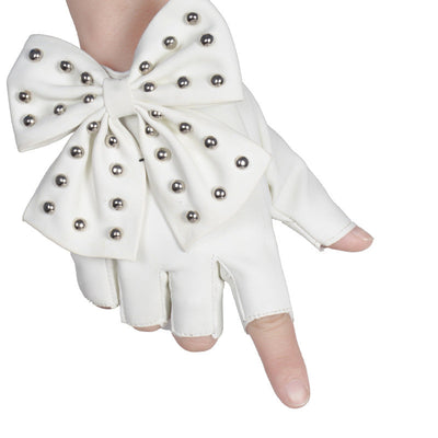 Gants Mitaine Cuir avec Grand Ruban Accessoire Yena Smartphone Kpop MV