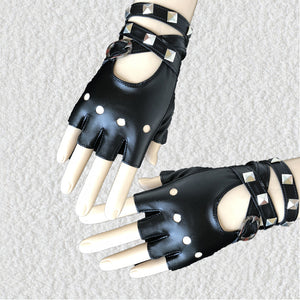 Gants Mitaines Cuir et Pointes Métal Style Punk Rock Jiu Dreamcatcher