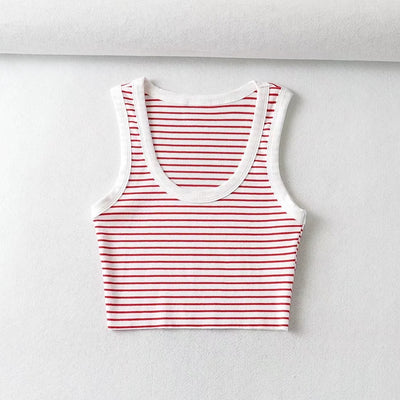 Débardeur Marinière Rouge Crop Top HyoJung Oh My Girl Mode Kpop Femme