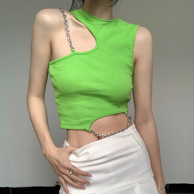 Crop Top Irrégulier Vert Avec Deux Chaines Huening Bahiyyih Kep1er Up! MV