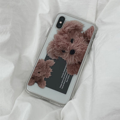 Coque Telephone iPhone Transparente Caniche Chien Peluche Rei Ive Kpop