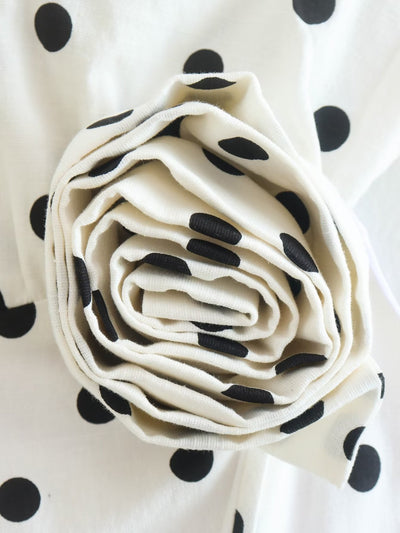 Haut Court Blanc à Pois Noir Unique Bretelle avec Fleur Yves Loona Mode