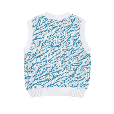 Gilet Blanc Bleu Fleur Rose Sans Manches Col Rond Hikaru We Fresh Kep1er