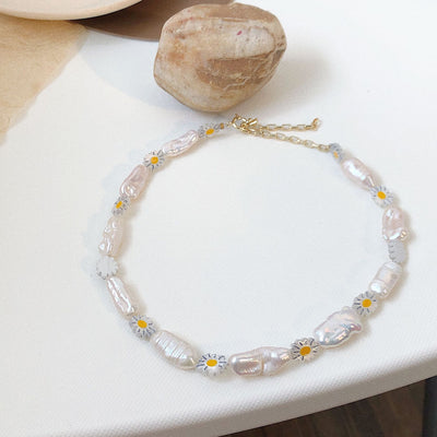 Collier Fleur Marguerite Chaîne Bijoux NingNing Aespa Kpop Mode Femme