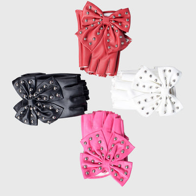 Gants Mitaine Cuir avec Grand Ruban Accessoire Mode Kpop Xiaoting Kep1er