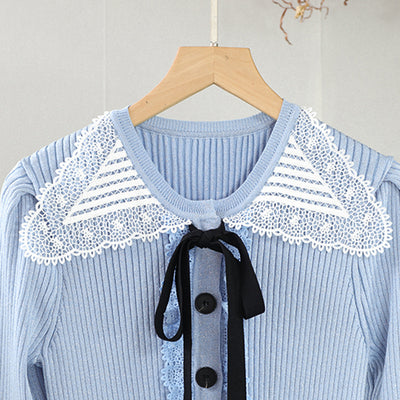 Robe Bleu Col Claudine Dentelle Noeud Noir Joy Red Velvet Feel My Rythm