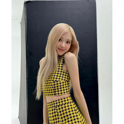 Ensemble Haut et Robe Short Jaune et Noir Rose BlackPink Olens Mode Kpop