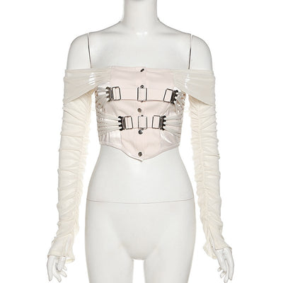 Crop Top Manches Longues Voile Elegant Harnais Jisoo BlackPink Pink Venom MV