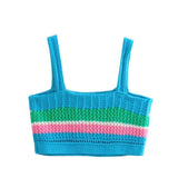 Crop Top Bleu Tricot Bretelles Colorés Fluo Hikaru Kep1er Mode Ete Kpop