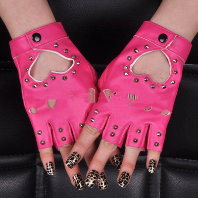 Mitaine Gants Cuir Rose Clous Métal Bahiyyih Kep1er Sugar Rush Mode Kpop