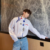 Chemise Blanche Symboles Abstrait Oeil Jongho ATEEZ Mode Coréenne