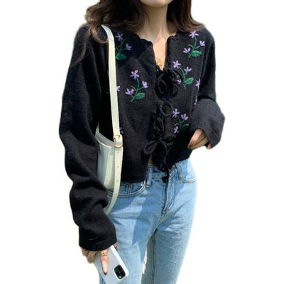 Lisa Ellon Fleur NEEDLE Cardigan Sweater Mode Coréenne