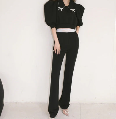 Crop Top Manches Bouffantes Noeud Comeback Showcase Savage Giselle Aespa