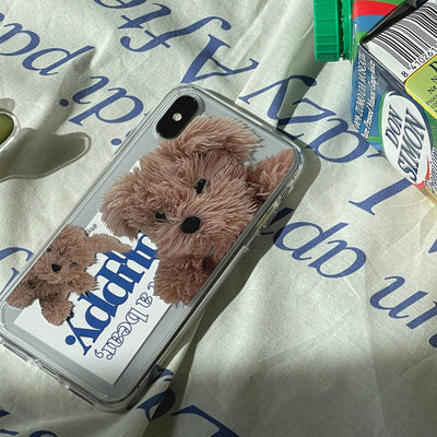 Coque Telephone iPhone Transparente Caniche Chien Peluche Rei Ive Kpop