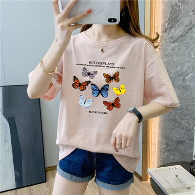 T Shirt Papillon été Butterflies Fly With Them Shuhua G Idle