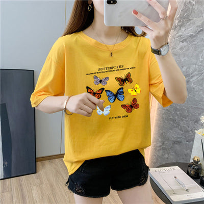 T Shirt Papillon été Butterflies Fly With Them Shuhua G Idle