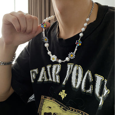 Collier Tulipe et Pétales Multicolor Smiley Peace Hongjoong ATEEZ Bijou