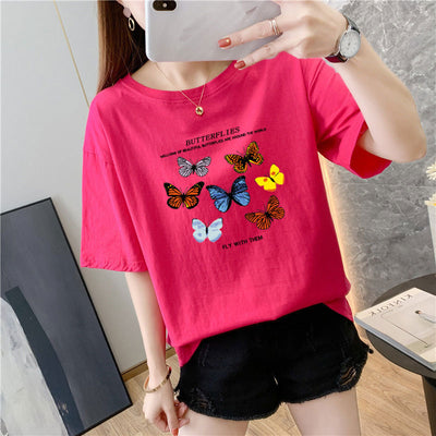 T Shirt Papillon été Butterflies Fly With Them Shuhua G Idle
