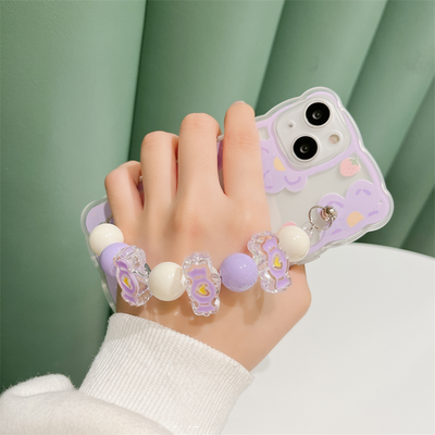 Coque Portable Transparente avec Dragonne Fleurs Violet Ive Wonyoung