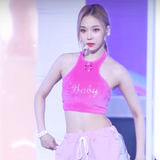 Crop Top Baby Rose Velours Winter Aespa Show! Music Core Kpop