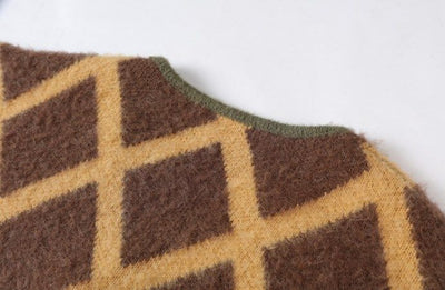 Cardigan Motif Quadrillé Hoshi Seventeen Manteau Pull Mixte à Carreaux