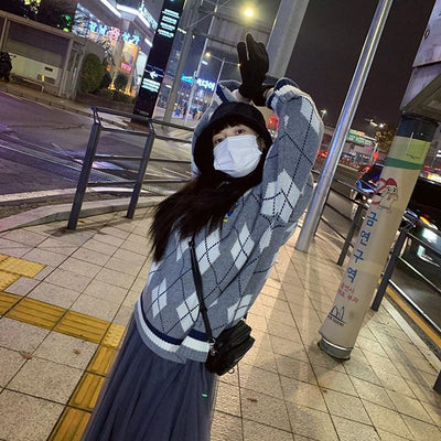 Chandail Motif Losanges Style Forme Diamant Pullover Donald x Huyna