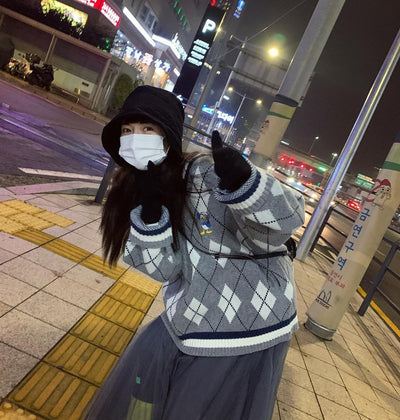 Chandail Motif Losanges Style Forme Diamant Pullover Donald x Huyna