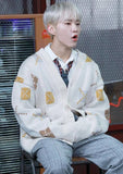 Veste Tricotée Vintage Cardigan à motifs carrés Hoshi Seventeen Kpop