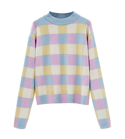 Pull à damier Couleur Pastel Carreaux Jennie BlackPink