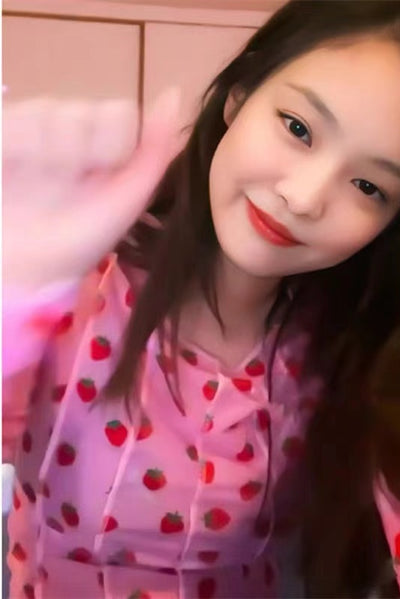 Haut À Manches Longues Transparent Fraises Jennie Kim BlackPink