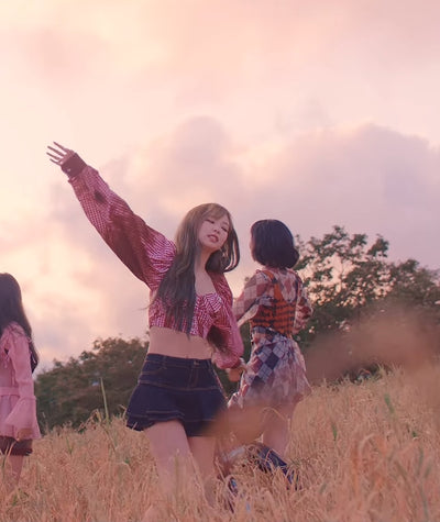 Jupe Short Jean Style Superposé Noire Jennie BlackPink MV LoveSick Girls